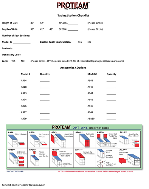 Taping Station Checklist