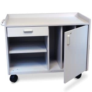 Double Door Storage Cabinet with Adjustable Shelves and Storage Drawers -  Hausmann Industries