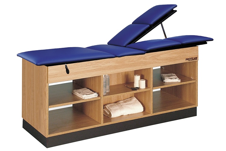 PROTEAM™ – 30″x78″ Knee and Hip Flexion Treatment Table with Split Leg and Open Cabinet Storage