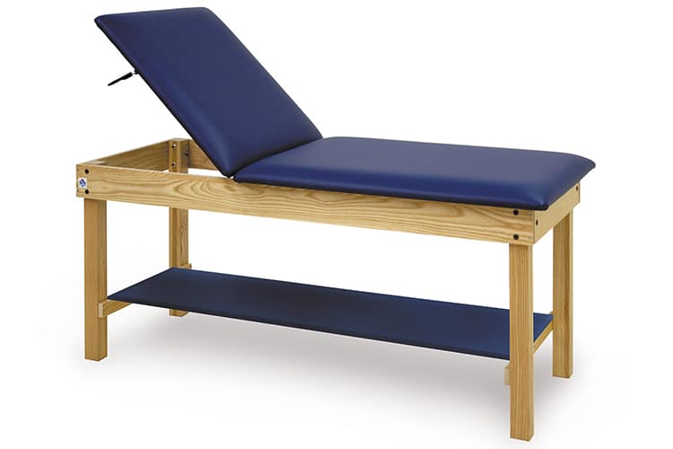30″x72″ Wood H-Brace Treatment Table with Backrest and Storage Shelf